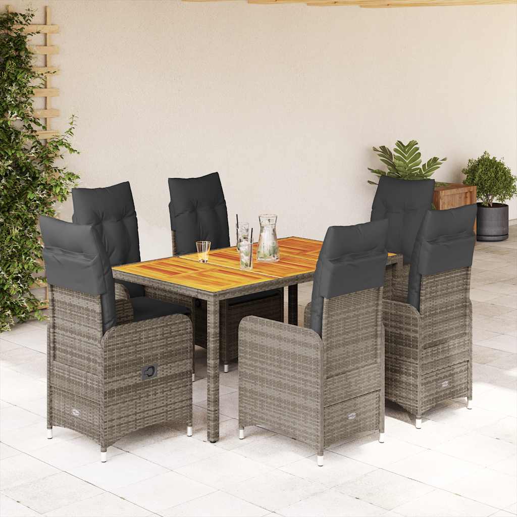 Bistrosæt Til Haven 7 Dele Med Hynder Polyrattan - 6 / Uden fodskammel / 150 x 90 x 75 cm