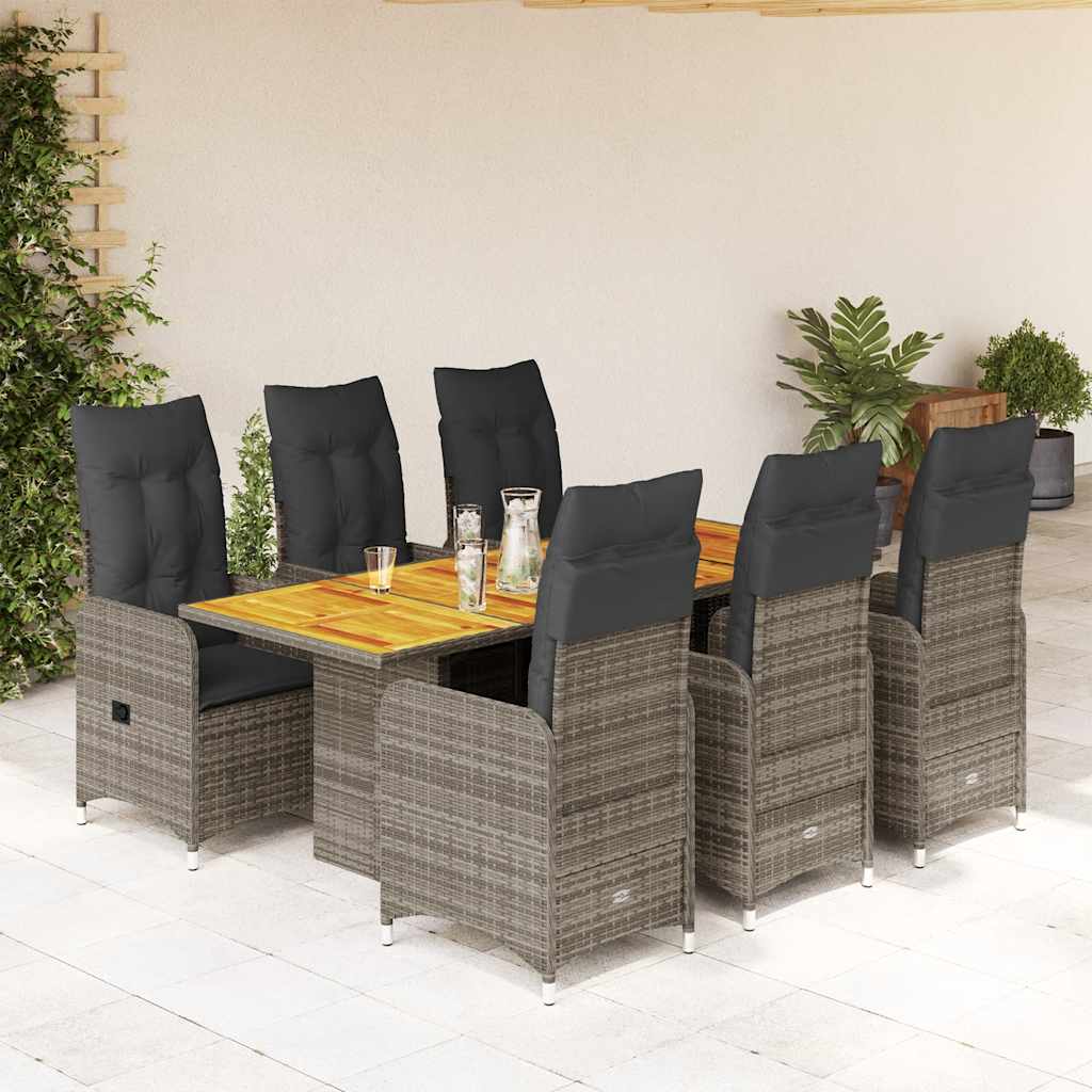 Bistrosæt Til Haven 7 Dele Med Hynder Polyrattan - 6 / Uden fodskammel / 190 x 80 x 75 cm