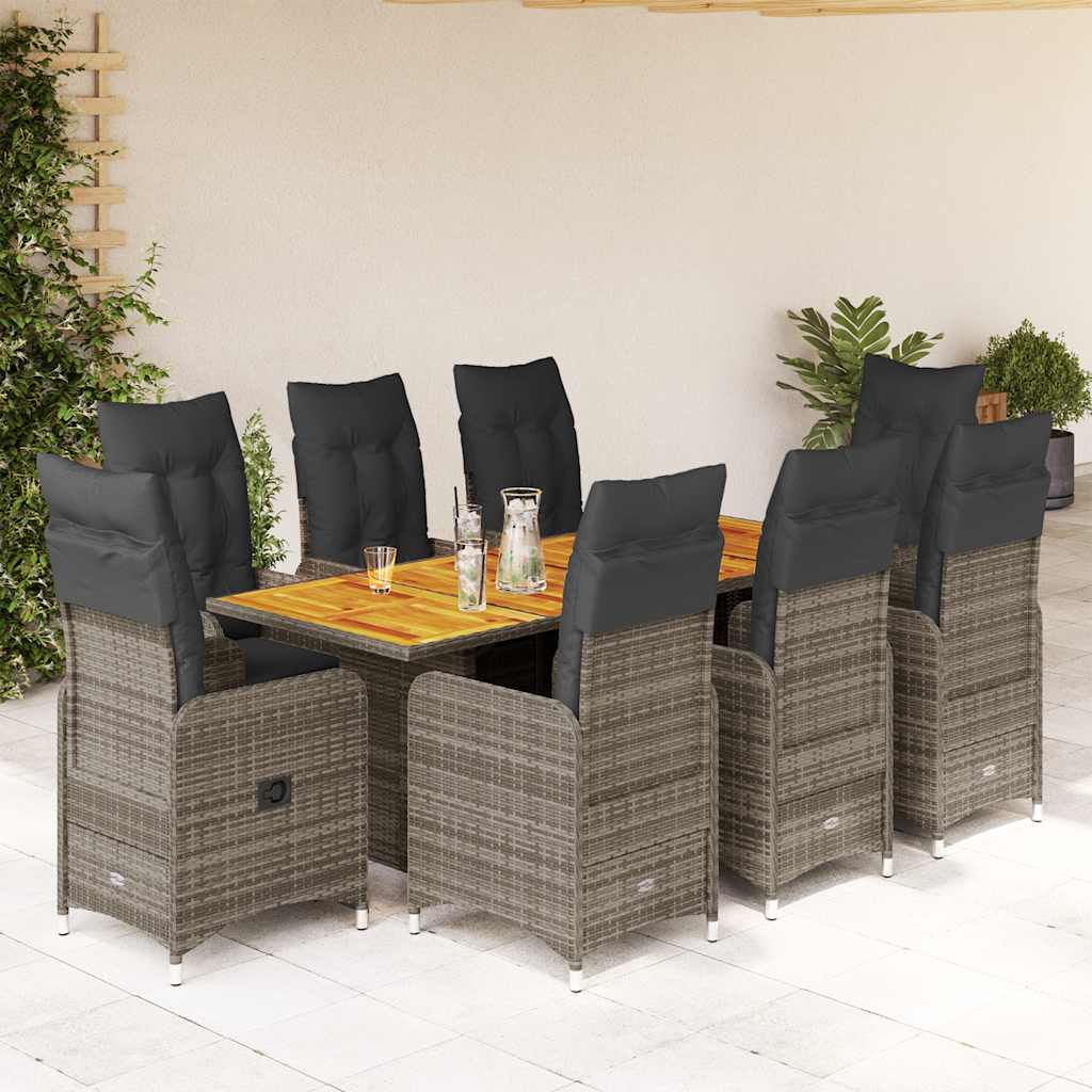 Bistrosæt Til Haven 7 Dele Med Hynder Polyrattan - 8 / Med fodskammel / 190 x 80 x 75 cm