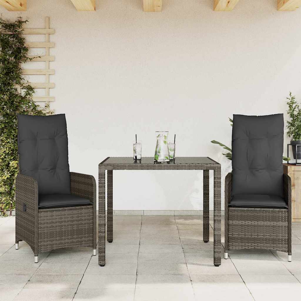 Bistrosæt Til Haven 7 Dele Med Hynder Polyrattan - 2 / Uden fodskammel / 90 x 90 x 75 cm