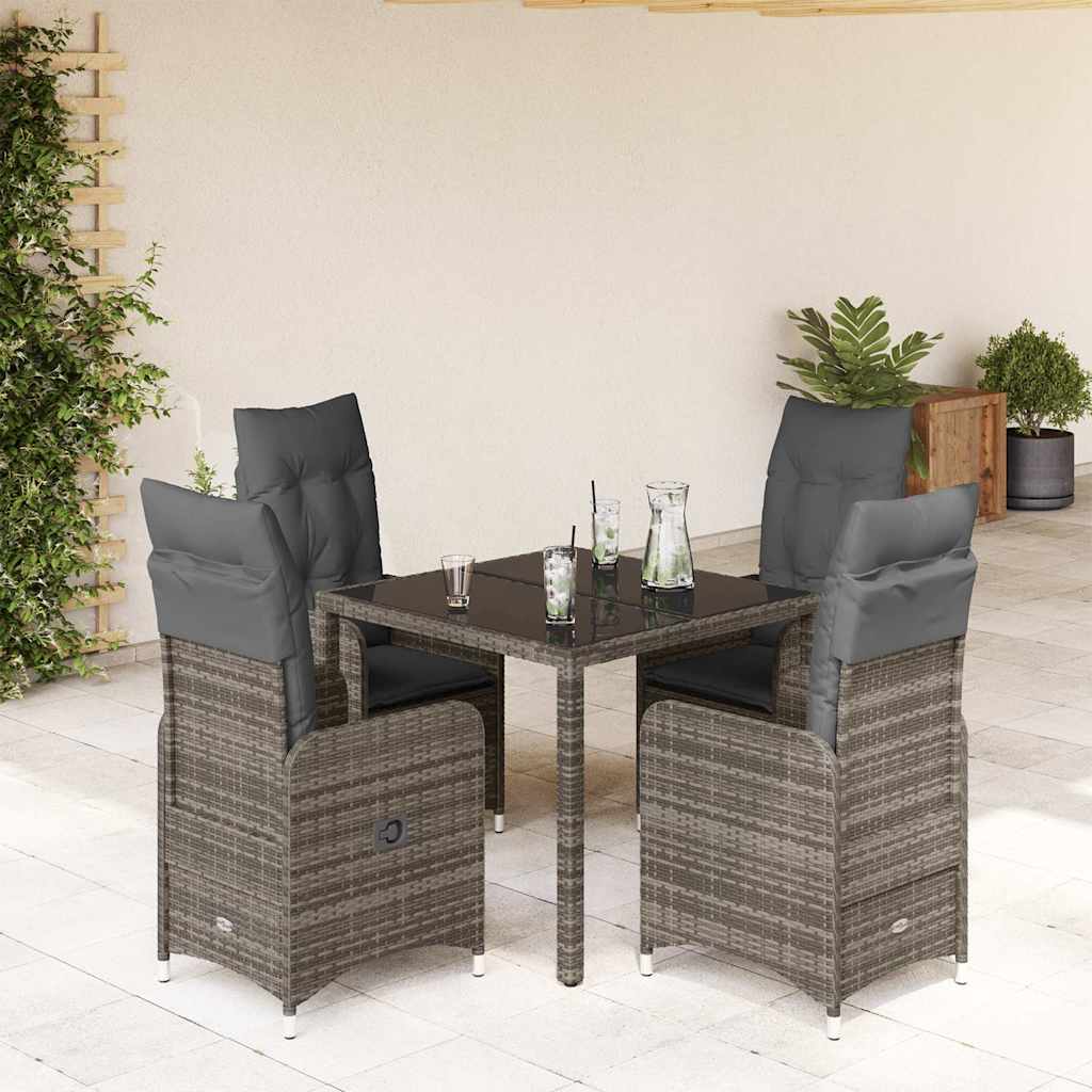 Bistrosæt Til Haven 7 Dele Med Hynder Polyrattan - 4 / Uden fodskammel / 90 x 90 x 75 cm