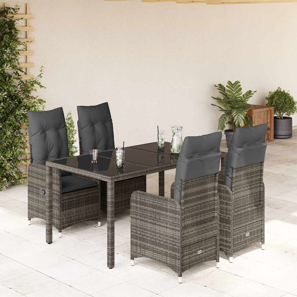 Bistrosæt Til Haven 7 Dele Med Hynder Polyrattan - 4 / Uden fodskammel / 150 x 90 x 75 cm