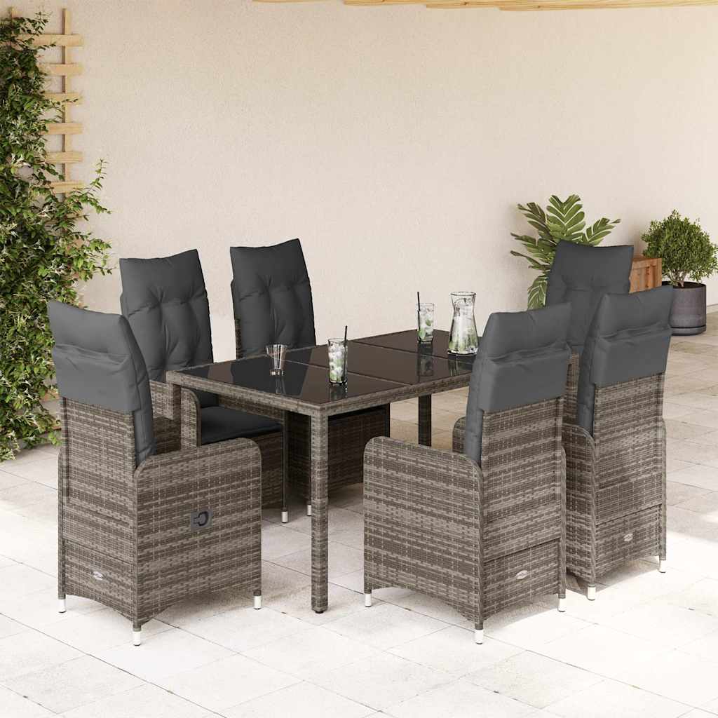 Bistrosæt Til Haven 7 Dele Med Hynder Polyrattan - 6 / Uden fodskammel / 150 x 90 x 75 cm