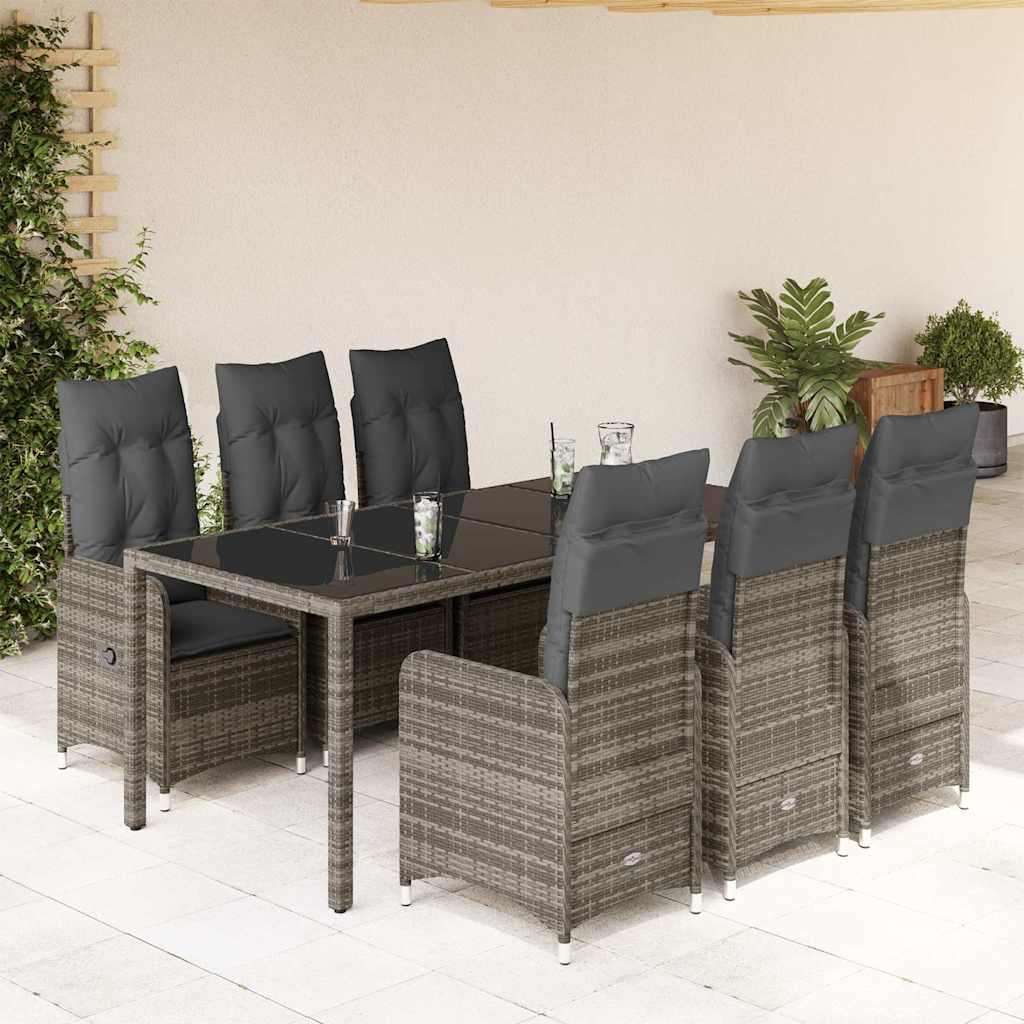 Bistrosæt Til Haven 7 Dele Med Hynder Polyrattan - 6 / Uden fodskammel / 190 x 90 x 75 cm
