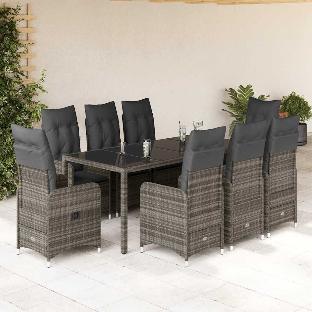 Bistrosæt Til Haven 7 Dele Med Hynder Polyrattan - 8 / Med fodskammel / 190 x 90 x 75 cm