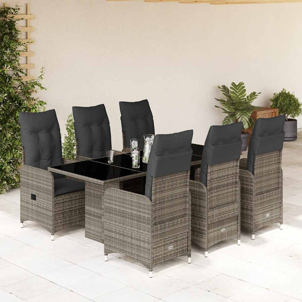 Bistrosæt Til Haven 7 Dele Med Hynder Polyrattan - 6 / Uden fodskammel / 190 x 80 x 75 cm