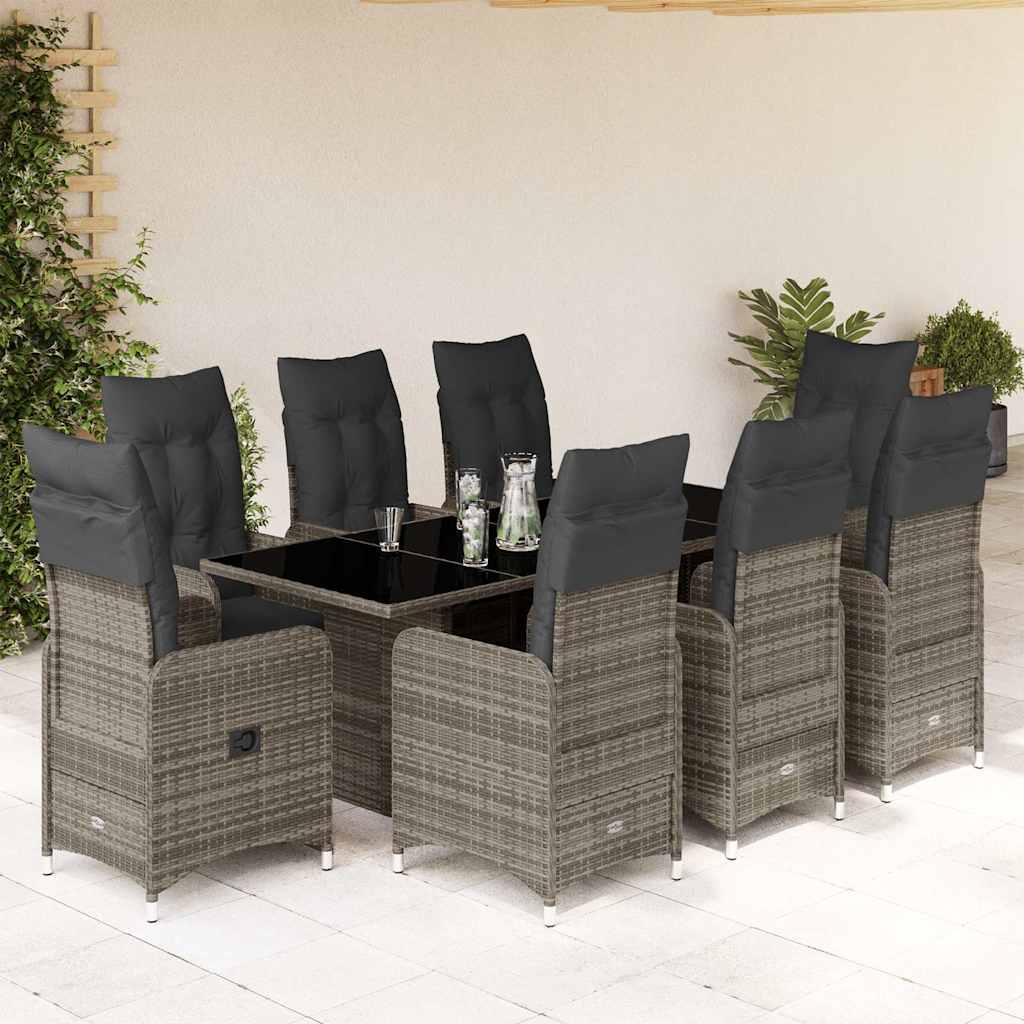 Bistrosæt Til Haven 7 Dele Med Hynder Polyrattan - 8 / Med fodskammel / 190 x 80 x 75 cm