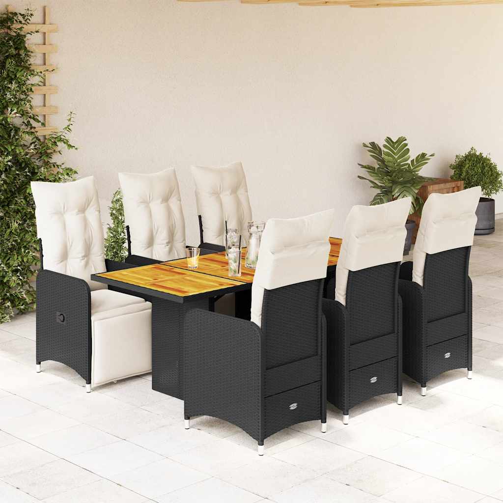 Bistrosæt Til Haven 7 Dele Med Hynder Polyrattan - 6 / træ / 190 x 80 x 75 cm