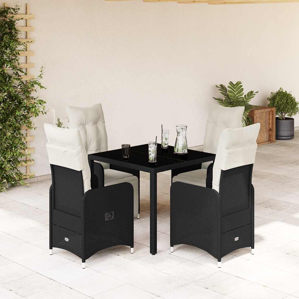 Bistrosæt Til Haven 7 Dele Med Hynder Polyrattan - 4 / Glas / 90 x 90 x 75 cm