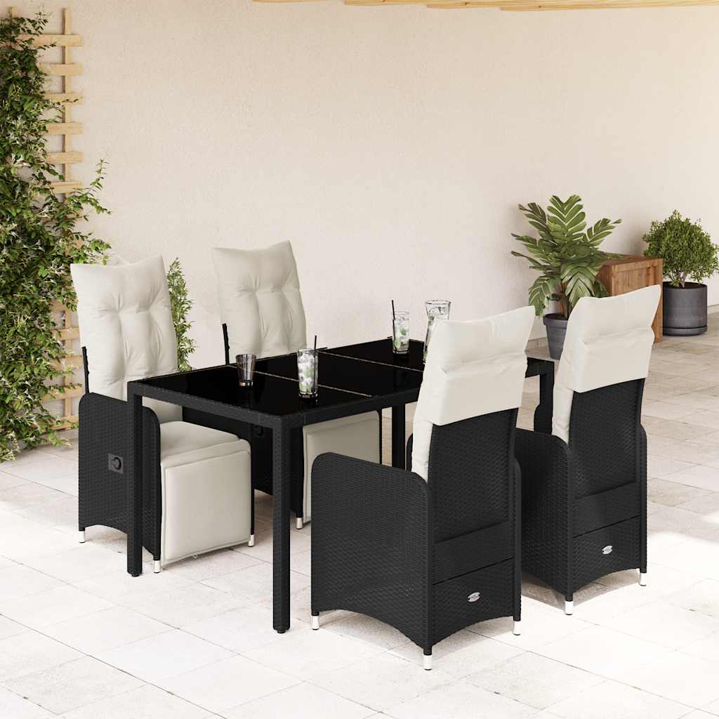 Bistrosæt Til Haven 7 Dele Med Hynder Polyrattan - 4 / Glas / 150 x 90 x 75 cm