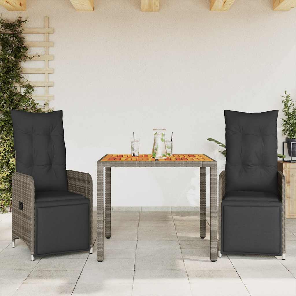 Bistrosæt Til Haven 9 Dele Med Hynder Polyrattan - 2 / træ / 90 x 90 x 75 cm