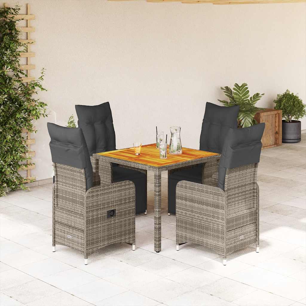 Bistrosæt Til Haven 9 Dele Med Hynder Polyrattan - 4 / træ / 90 x 90 x 75 cm