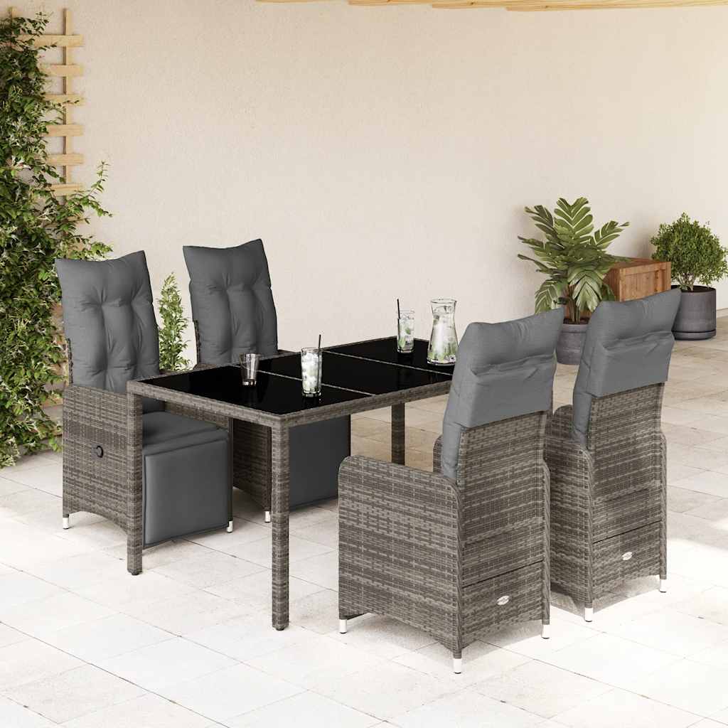 Bistrosæt Til Haven 9 Dele Med Hynder Polyrattan - 4 / Glas / 150 x 90 x 75 cm
