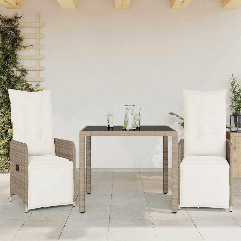 bistrost til haven 3 dele med hynder polyrattan brun