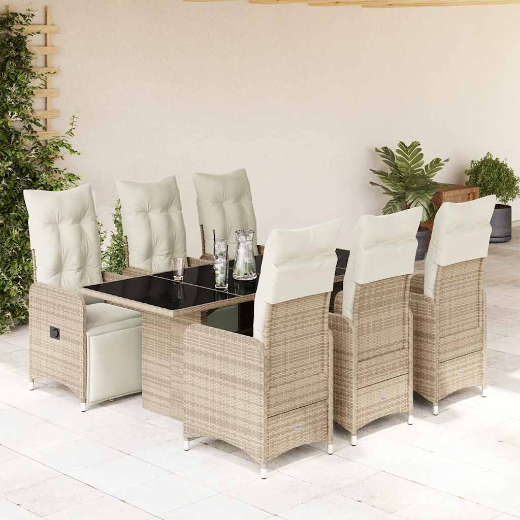 bistrost til haven 7 dele med hynder polyrattan brun