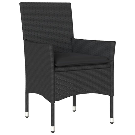 spisebordssæt til haven 5dele m. hynder polyrattan og glas sort