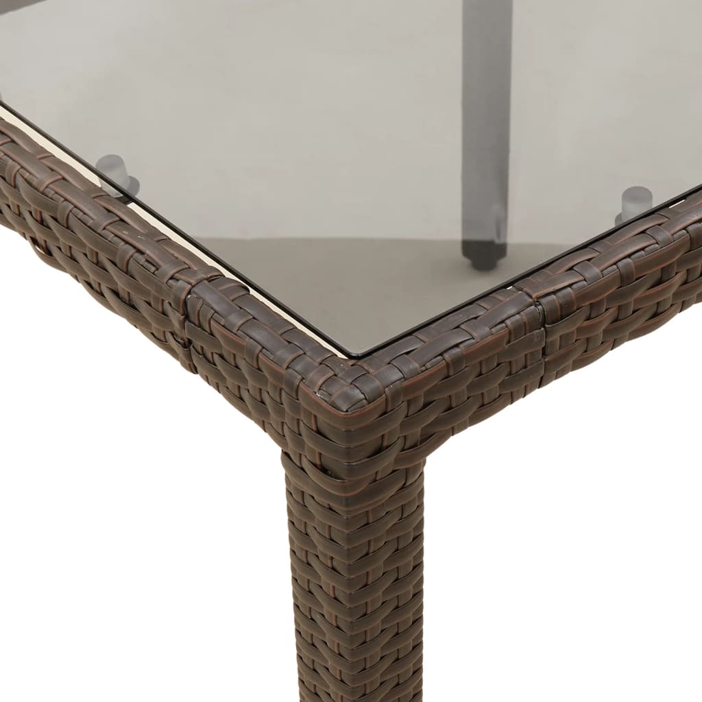 spisebordssæt til haven 7 dele med hynder polyrattan glas brun