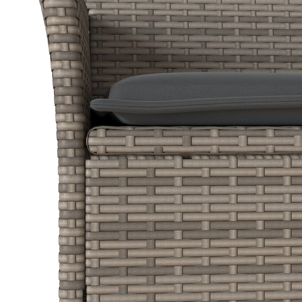 spisebordssæt til haven 7dele med hynder polyrattan og glas grå