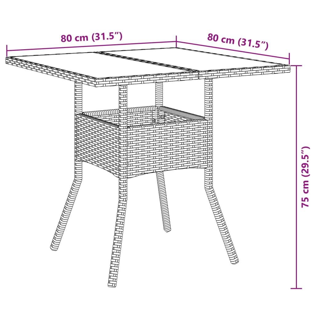 spisebordssæt til haven 5dele med hynder polyrattan og glas grå