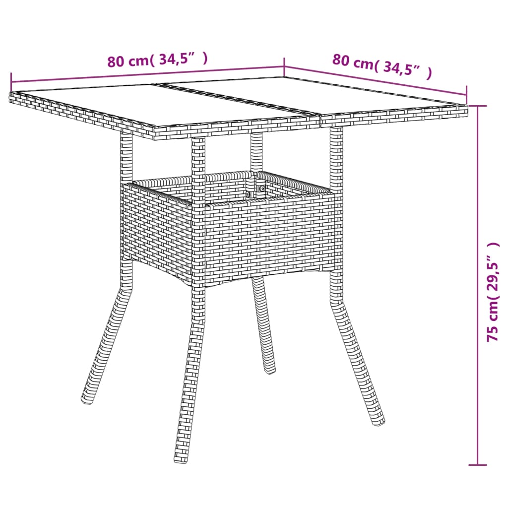 spisebordssæt til haven 5 dele med hynder polyrattan og glas