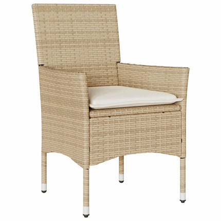 spisebordssæt til haven 3 dele med hynder polyrattan og glas