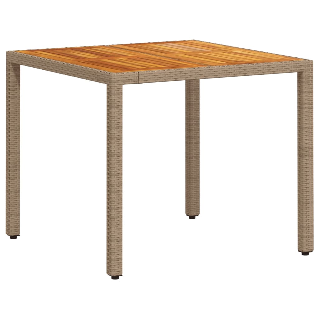 spisebordssæt til haven 3dele m. hynder polyrattan akacie beige