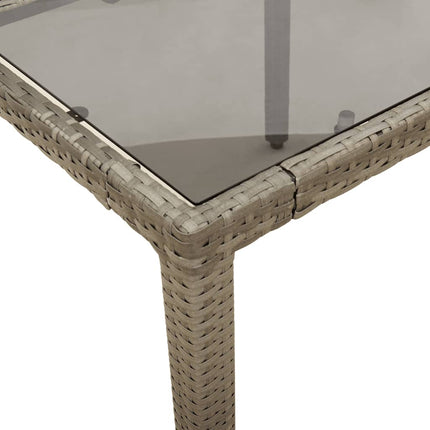 spisebordssæt til haven 3dele med hynder polyrattan og glas grå