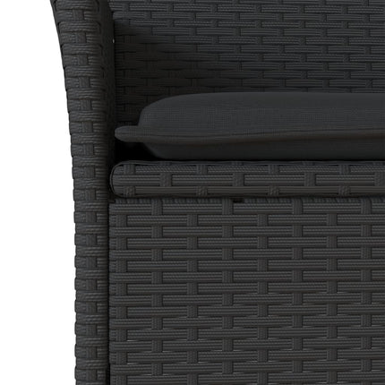 spisebordssæt til haven 5dele med hynder polyrattan akacie sort