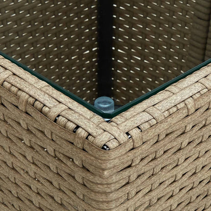 bistrosæt til haven 3 dele med hynder polyrattan og glas beige
