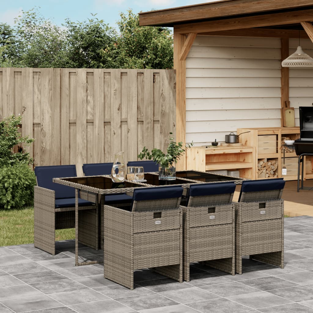 7-delt havespisest med hynder gr polyrattan