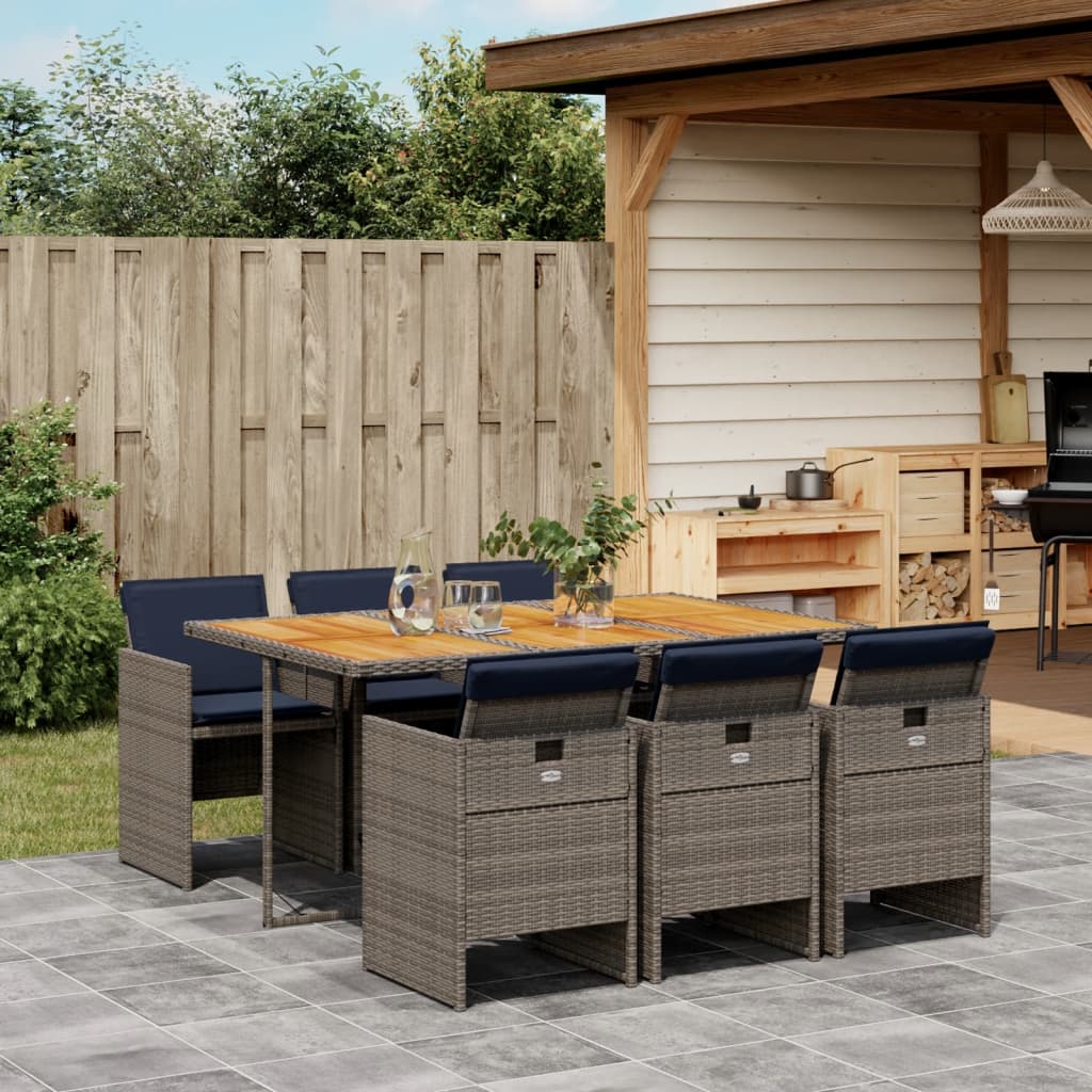 7-delt havespisest med hynder gr polyrattan