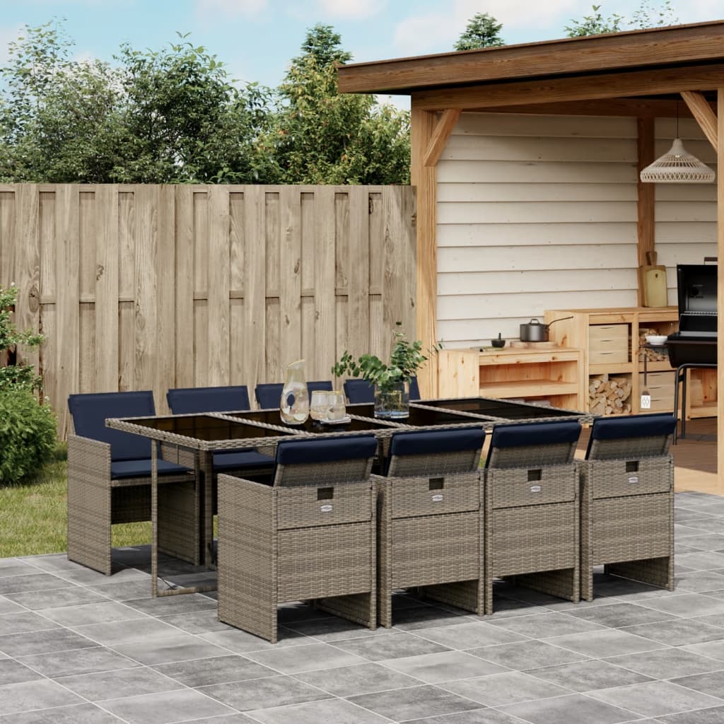 9-delt havespisest med hynder gr polyrattan