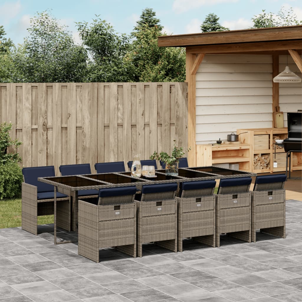 11-delt havespisest med hynder gr polyrattan