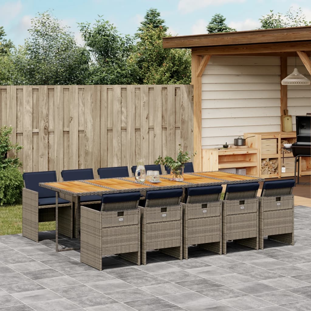 11-delt havespisest med hynder gr polyrattan
