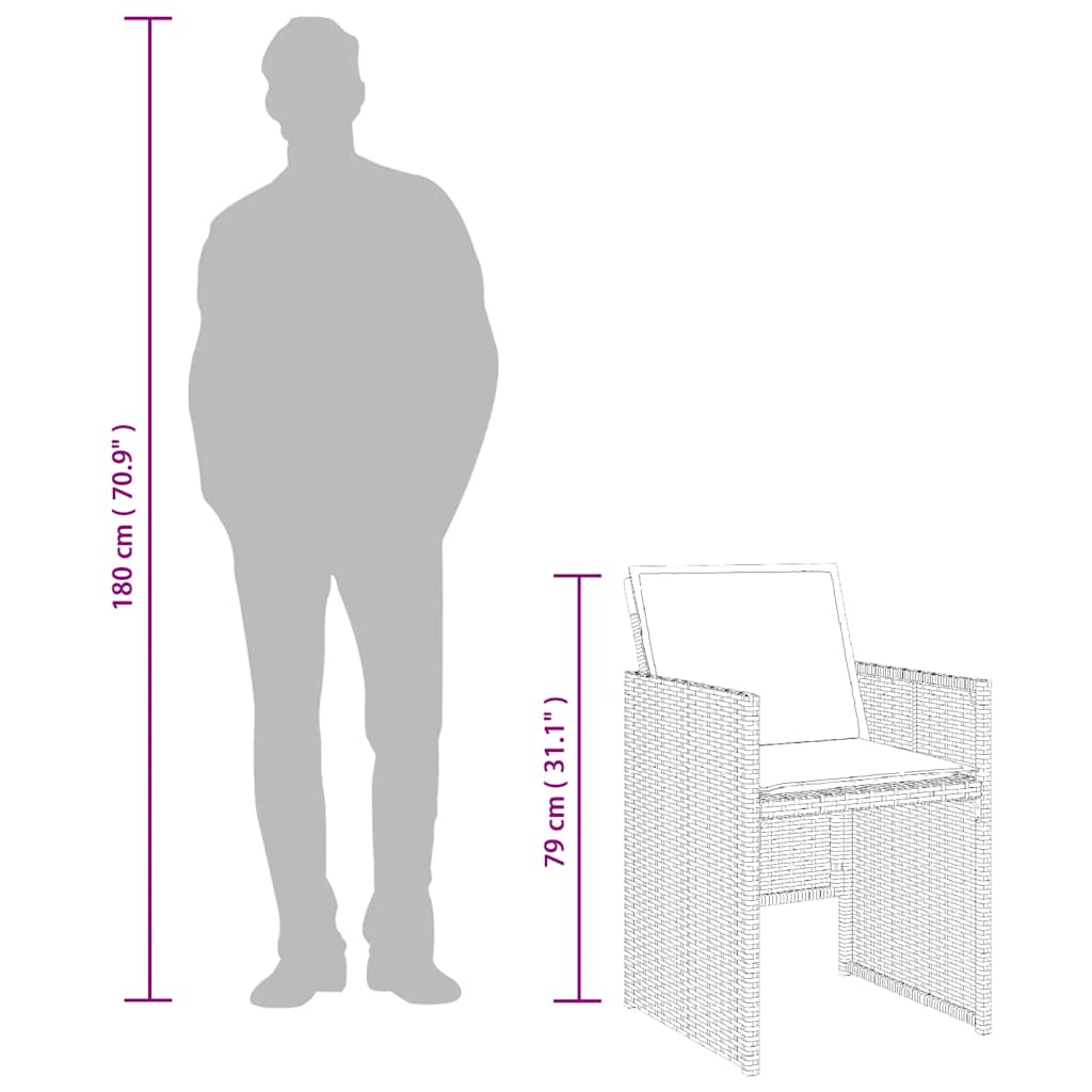 spisebordssæt til haven 11 dele med hynder polyrattan beige