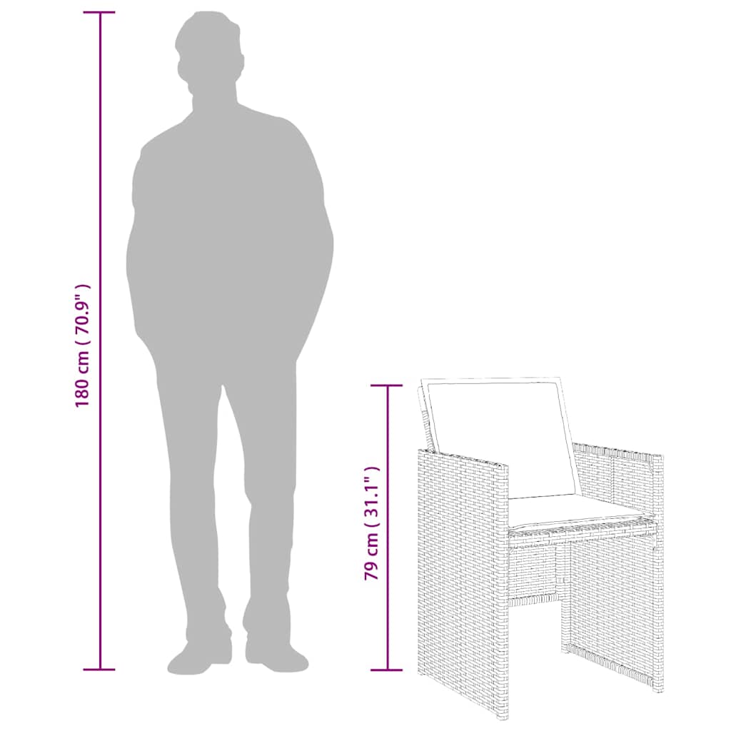 spisebordssæt til haven 15 dele med hynder polyrattan beige