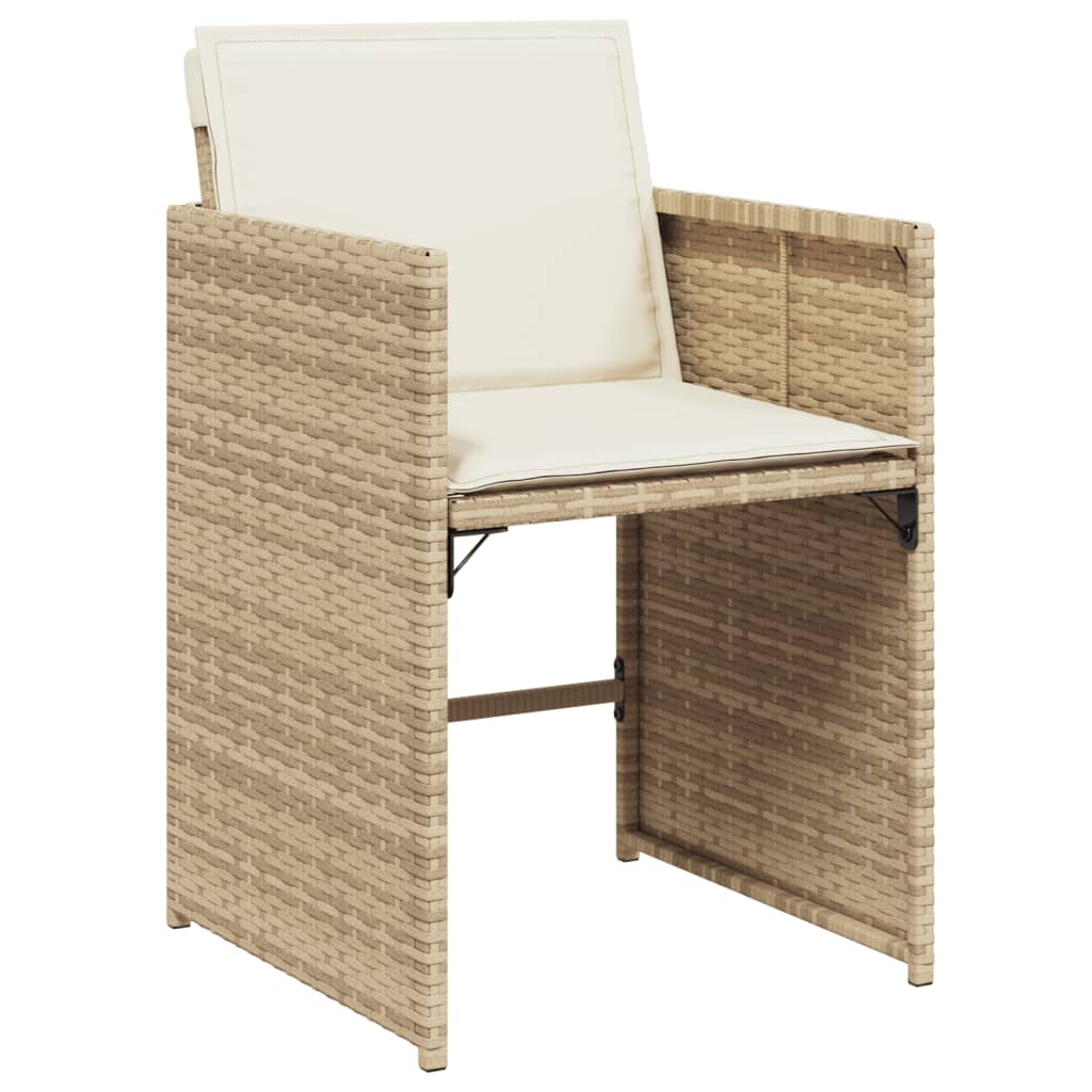 spisebordssæt til haven 5 dele med hynder polyrattan beige