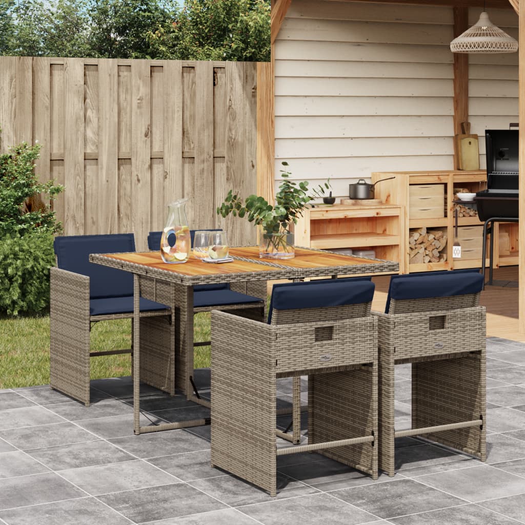 5-delt havespisest med hynder gr polyrattan