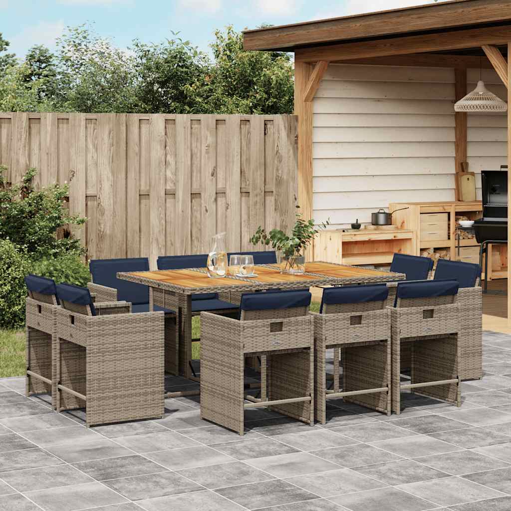 11-delt havespisest med hynder gr polyrattan