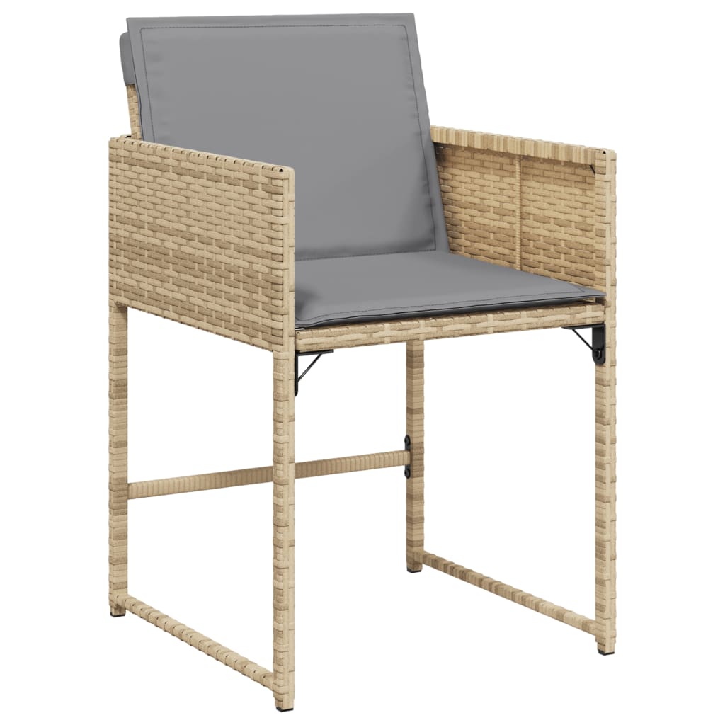 spisebordssæt til haven 9 dele med hynder polyrattan beige