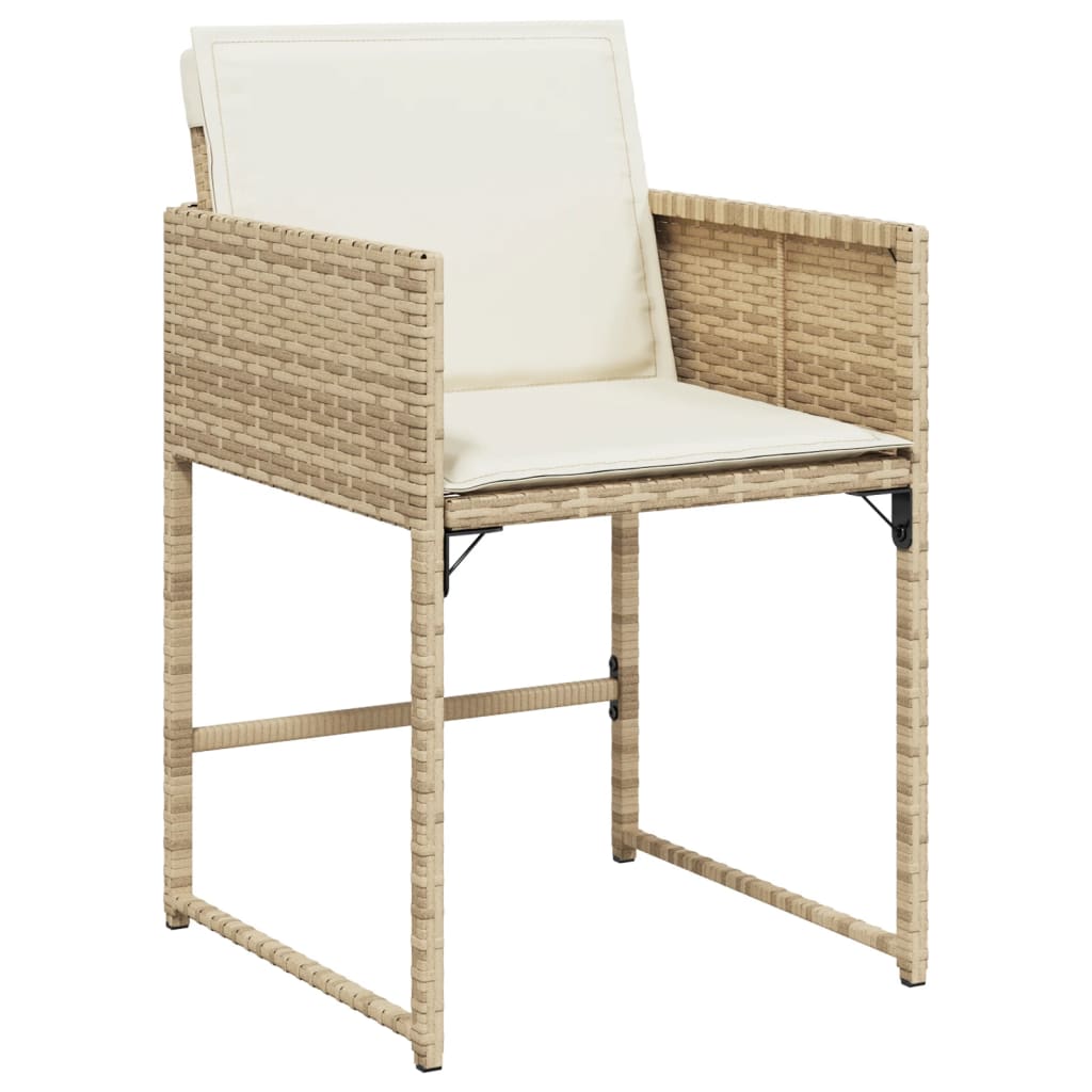 spisebordssæt til haven 11 dele med hynder polyrattan beige