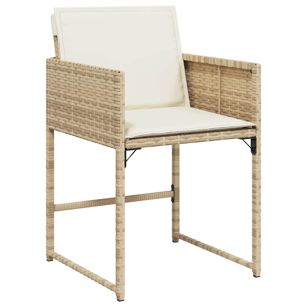 spisebordssæt til haven 11 dele med hynder polyrattan beige