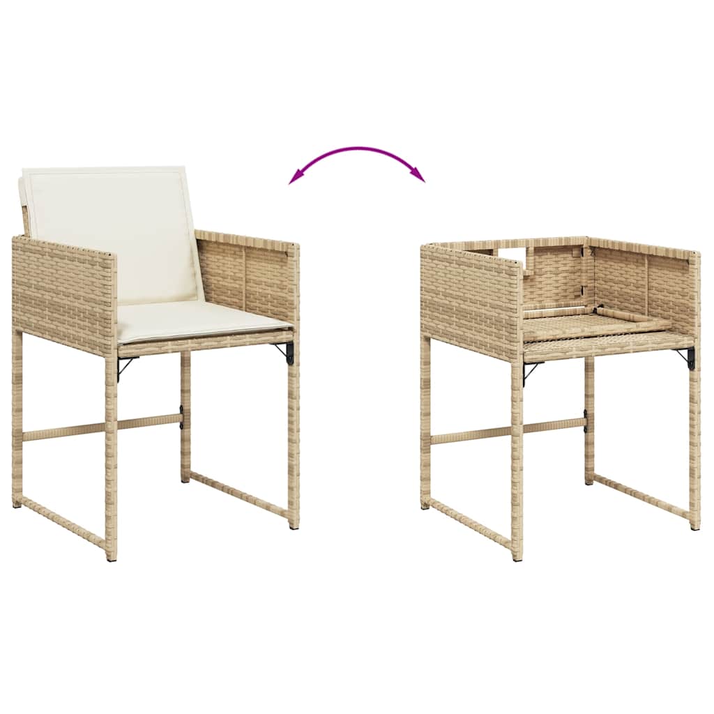spisebordssæt til haven 11 dele med hynder polyrattan beige