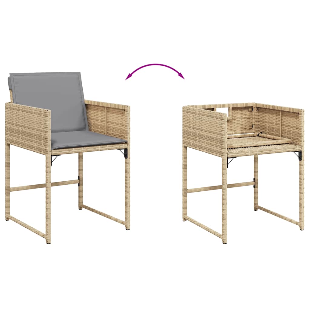 spisebordssæt til haven 11 dele med hynder polyrattan beige