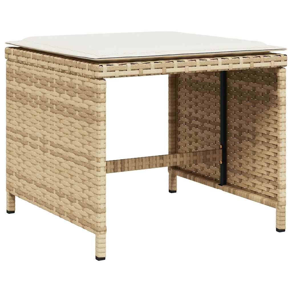 spisebordssæt til haven 11 dele med hynder polyrattan beige
