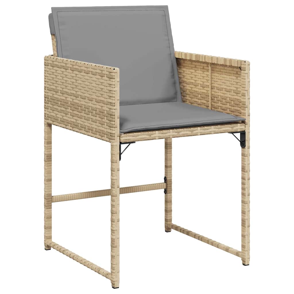 spisebordssæt til haven 13 dele med hynder polyrattan beige