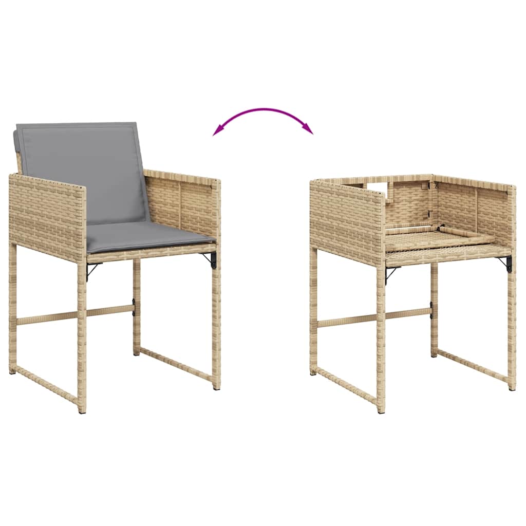 spisebordssæt til haven 11 dele med hynder polyrattan beige
