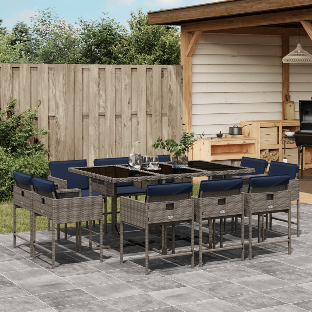 11-delt havespisest med hynder gr polyrattan
