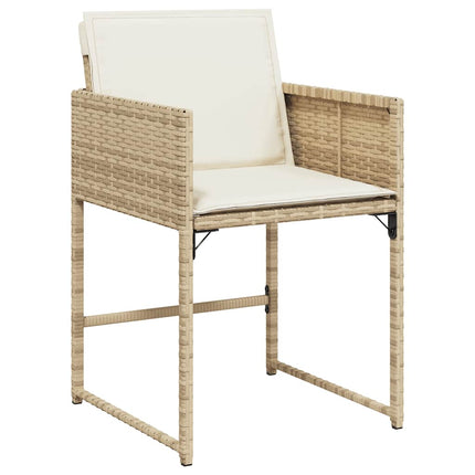 spisebordssæt til haven 15 dele med hynder polyrattan beige
