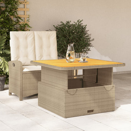spisebordssæt til haven 2 dele med hynder polyrattan beige